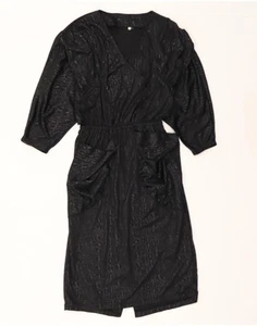 VINTAGE Womens Abstract Pattern 3/4 Sleeve Basic Dress UK 8 Small Black AI04 - Picture 1 of 2