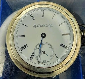 Rare 1890 Elgin Pocket Watch, 11j 18s, OF, Runs. Good Condition. With Chain. - Picture 1 of 22