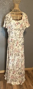 Maxi abito vintage anni 90 Benson and Smith floreale manica corta taglia 9 Cottagecore - Foto 1 di 15