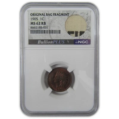 1905 Indian Head Cent MS 62 RB NGC Original Bag Fragment SKU:I23669 - Image 1 of 4