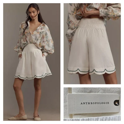 Anthropologie Maeve Longline Skirty Shorts White Size Small NWT $118 - Image 1 of 4