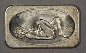 Barra de lingote de plata fina .999 vintage 1973 Women's Liberation de 1 oz U.S. Silver Corp - Imagen 1 de 3