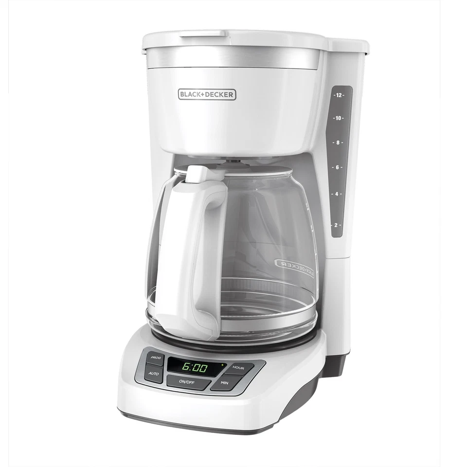 BLACK DECKER 12 Cup Programmable Coffee Maker White Duralife Carafe - Image 1 of 4