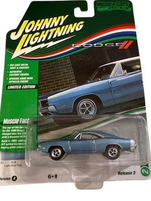 Dodge Charger R/T 1969 Johnny Lightning azul claro poli 1:64 Muscle Cars EE. UU. Foto 1 de 4