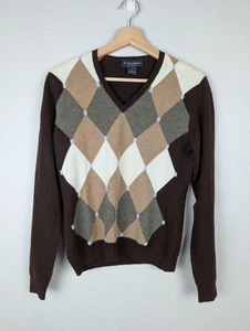 Brooks Brothers Pullover Damen M braun Argyle V-Ausschnitt 100% Kaschmir Pulli - Bild 1 von 6