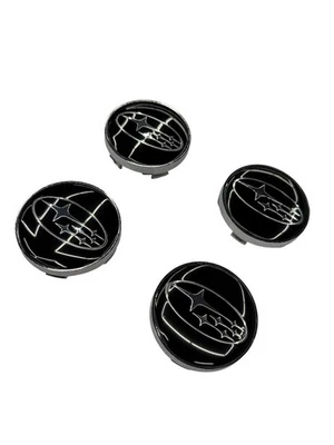 SET OF 4 SUBARU WHEEL CENTER CAPS BLACK LOGO 60MM 28821SA030 FITS MOST MODELS - Image 1 of 4