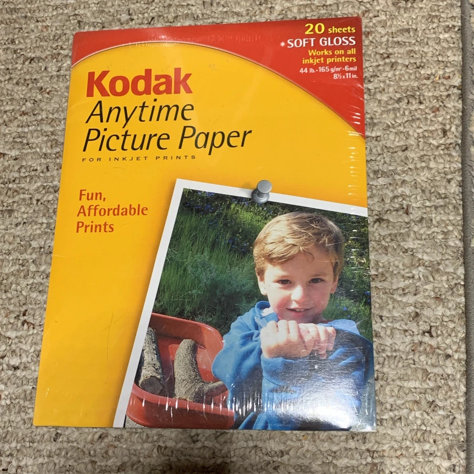 Kodak Anytime Picture Paper Soft Gloss 8.5x11-20 Sheets Inkjet 44 lb New Sealed - Image 1 of 1