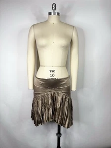 Vtg Roberto Cavalli Just Cavalli Taupe Brown Pleated Skirt IT 44 - Afbeelding 1 van 6