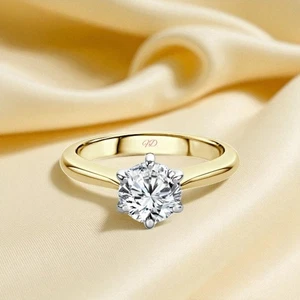 Damen Hochzeit Diamant Ring 1 Karat IGI Lab Grown Rundschliff 14K... - Picture 1 of 15
