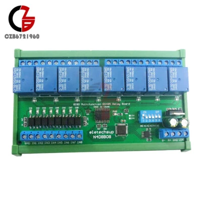 DC 12V 24V 8 CH DIN35 C45 DIN Rail Box UART RS485 Relay Module Modbus RTU Switch - Image 1 of 4