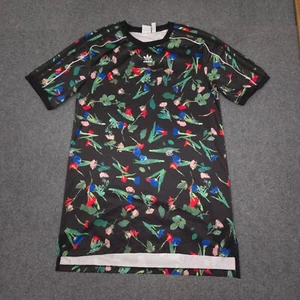 adidas dress women 8 black originals all over print floral short sleeve Size 8 - Picture 1 of 9