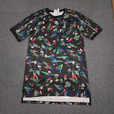Adidas Vestido Mujer 8 Negro Original Estampado Completo Floral Manga Corta Talla 8 Foto 1 de 4
