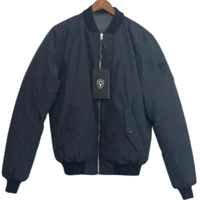 New Nobis Alpha Flight Bomber Jacket Mens Small Black Gray Reversible Goose Down Foto 1 de 4