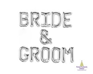 BRIDE & GROOM Letter Balloon Banner - Gold, Rose Gold, Silver Party Decorations