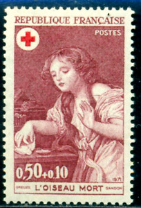 1971 Red Cross,Young girl and dead bird,Greuze,Painting, France, 1778,MNH