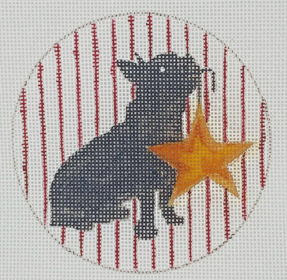 French Bulldog With A Christmas Star  * HP Needlepoint Canvas * By LLemon - Image 1 of 1