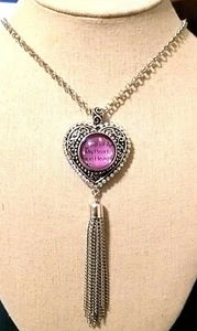 NEU 18mm Herz mit glitzernden Steinen SNAP Halskette mit Quaste + 3 Druckknöpfe  - Bild 1 von 3