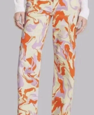 Pantalones de mezclilla multicolor naranja cachemir jaspeado talla 6 para mujer. Nuevo Foto 1 de 4