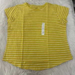 Sonoma Damen The Everyday T-Shirt XXL Rundhals Gelb Streifen Neu mit Etikett Kurzarm - Bild 1 von 12