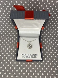 1/10 CT TW Diamond Pendant Necklace in Sterling Silver New in Box MSRP $124.98 - Picture 1 of 1