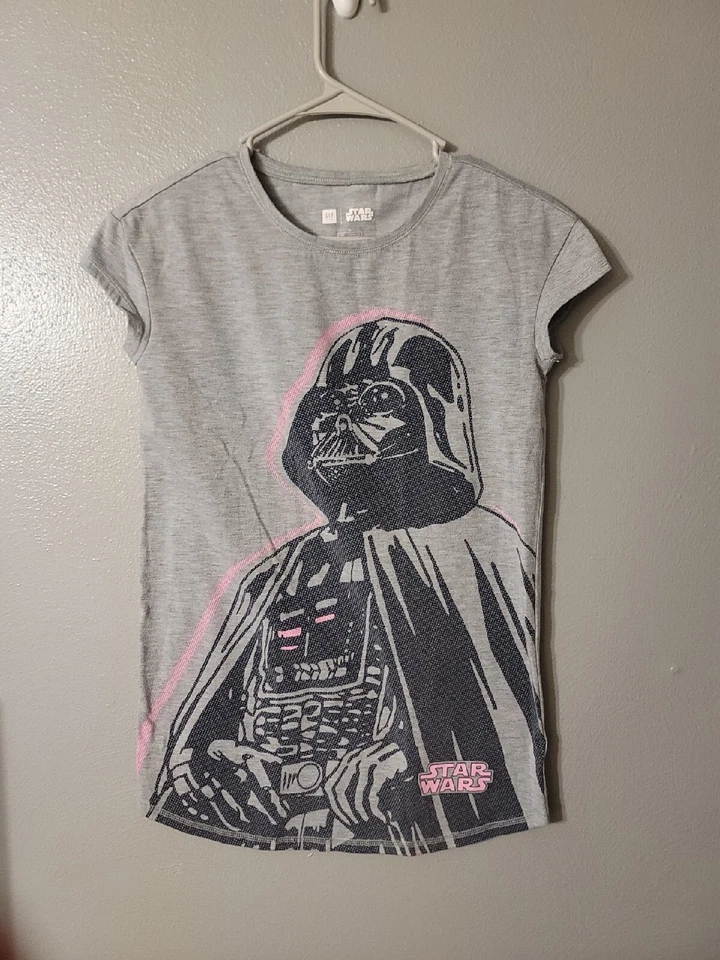 Gap Star Wars Gray Girls T Shirt Darth Vader Size 10 Sleepshirt Graphic - Image 1 of 4
