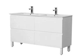 Riva | 1200mm Double Bowl Gloss White PVC Vanity On Legs - Picture 1 of 2