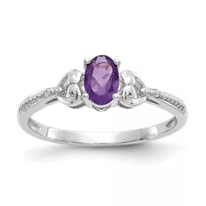 10k White Gold 0.56 Ct Amethyst and Diamond Ring for Women Size 7 - Picture 1 of 6