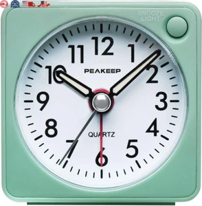 Peakeep Ultra Small, Battery Travel Alarm Clock with Snooze and Light, Silent - Picture 1 of 12