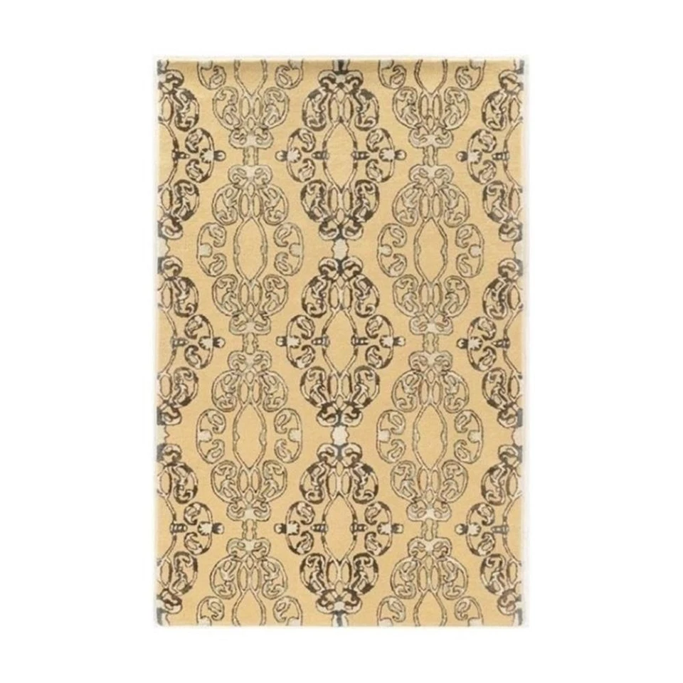 Alfombra acolchada a mano Hawthorne Collection 5' x 8' en crema y azul Foto 1 de 1