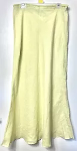 Maxi Falda Vintage MISH MASH Amarillo Limón Corte Sesgado 100% Ramie Talla UK 14 - Imagen 1 de 5
