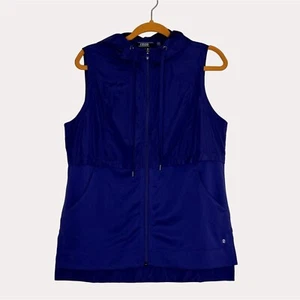 Izod Womens Hooded Running Mesh Vest Zip Front Purple M bv - Picture 1 of 9