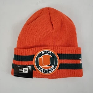 New Era NCAA Miami Hurricanes 2 Striped Remix Cuff Knit Beanie, One Size - Picture 1 of 11