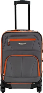 Rockland Pasadena Expandable Softside Luggage Spinner 20" Carry On Gray - Picture 1 of 7