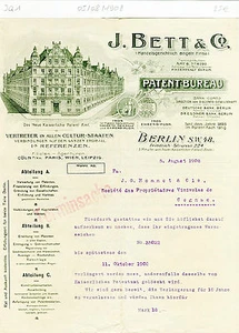 Allemagne - Berlin - Superbe Lettre à Entête J. BETT & Co du 05/08/1908 A Voir ! - Picture 1 of 2