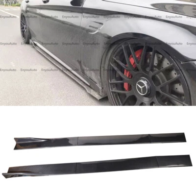 For Mercedes-Benz CLA200 CLA250 86" Side Skirt Extension Rocker Splitter Carbon  — 第 1/4 张图片