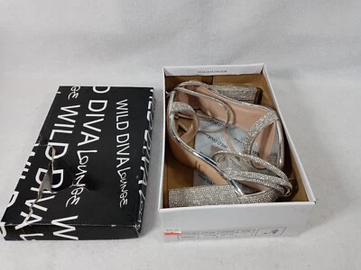 Sandalias Wild Diva KAYDA-01 plateadas gruesas de tacón ancho punta abierta Foto 1 de 4