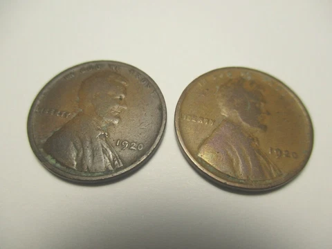 1927 LINCOLN WHEAT PENNY ERROR 2 SET PLANCHET CREASES OFF CENTER LETTERING RD-BN Cover