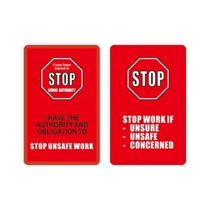 Stop Working Authority Card Red, Remind Employees to Stop Unsafe Unsure Work - Picture 1 of 3
