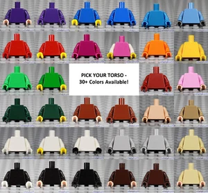 LEGO - Minifigure Torso Plain - PICK YOUR COLOR - Solid Monochrome Blank Town - Picture 1 of 51