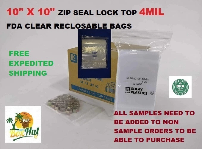10x10 Clear 4Mil Plastic Zip Seal Lock Top Reclosable Poly Bags 4 Mil - Image 1 of 1