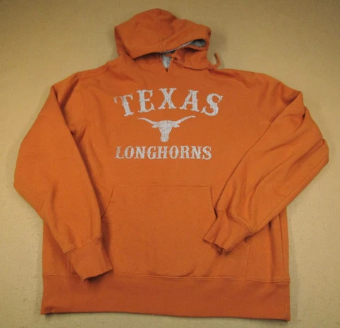 Texas Longhorns Hoodie Men Large Orange UT Pullover Spell Out Logo Sweatshirt Cover