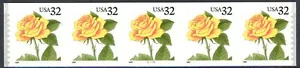 Yellow Rose Self-Adhesive 32 Cent 5 Coil Stamps PNC5 MNH Scott 3054 Plate #2333 - Picture 1 of 2