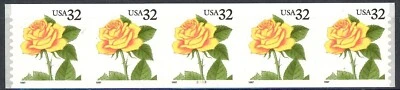 Yellow Rose Self-Adhesive 32 Cent 5 Coil Stamps PNC5  MNH Scott 3054 Plate #2333 - Image 1 of 2