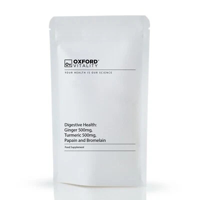 OXFORD VITALITY Suplemento de salud digestiva de papaína y bromelina raíz de jengibre cúrcuma