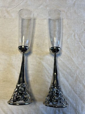 Juego de 2 flautas de champán Michael Aram Heart Toasting sin caja Foto 1 de 4