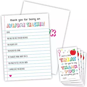 Teacher Appreciation Card Kit- Thank You for Being an Awesome Teacher - 10 Fill  - Picture 1 of 5