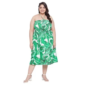 Women’s Smoked Midi Sundress Plus Size Tube Top off Shoulder Beach Party Dress - Picture 1 of 7