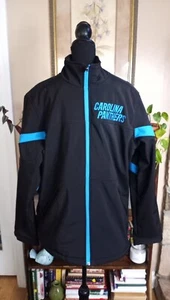 Carolina Panthers NFL Men's Size M Black Hard Shell Jacket Black, Blue Full Zip - Picture 1 of 15