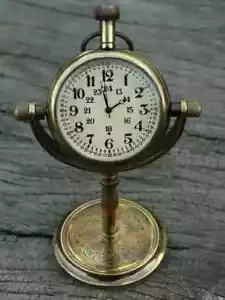 Schöne Vintage Messing Tischuhr Tischuhr Antik Maritim Uhr Messing - Bild 1 von 5