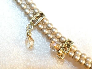 Collana Napier Finta Perla 2 Filati Pietra Nascita Novembre Choker tono oro - Foto 1 di 19